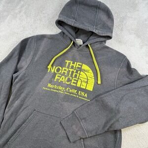 The North Face Hoodie Mens Large Grey Fleece California Faded Pullover Y2K